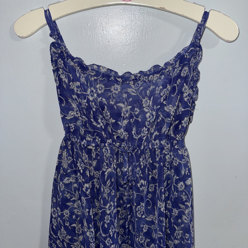 Vintage Victoria's Secret Blue Floral Sheer Baby Doll Slip Lingerie Dress S - Picture 2 of 3